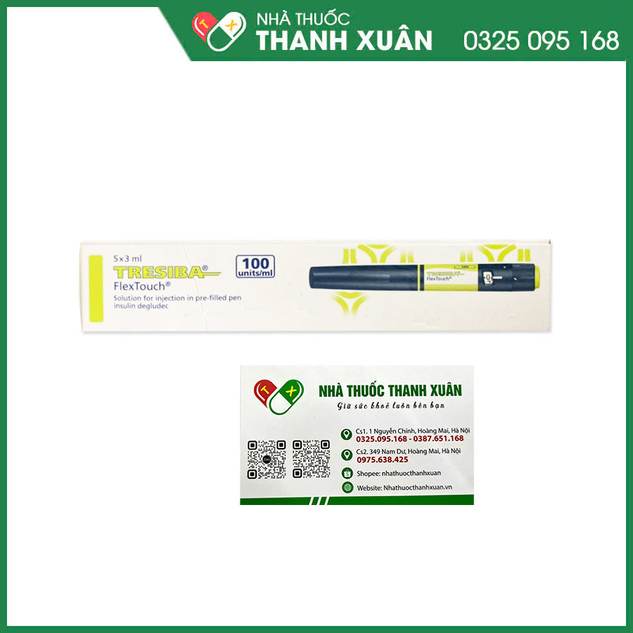 Tresiba Flextouch 100U/ml thuốc tiêm điều trị đái tháo đường ở người lớn, thanh thiếu niên và trẻ em từ 1 tuổi trở lên